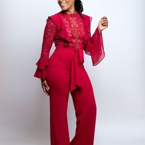 Overlap ruffle jumpsuit